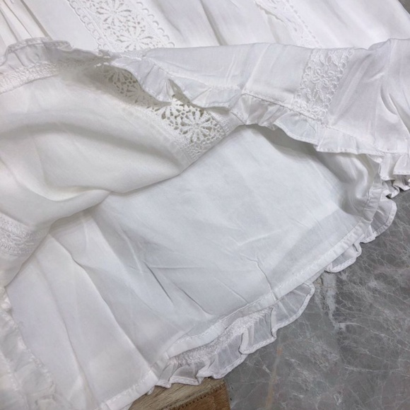 Gypsy Bohemian White Crochet Lace Maxi Skirt - Picture 8 of 11